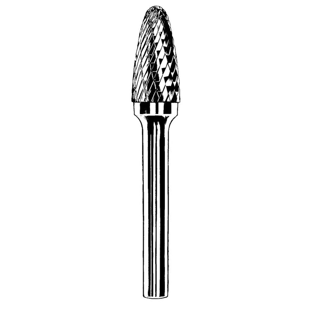 DYNABRADE 93336 Carbide Burr, 3/8" (10 mm) Dia., SF-3 D/C Burr, Tree Radiused End, 3/4" Flute L, 1/4" Shank