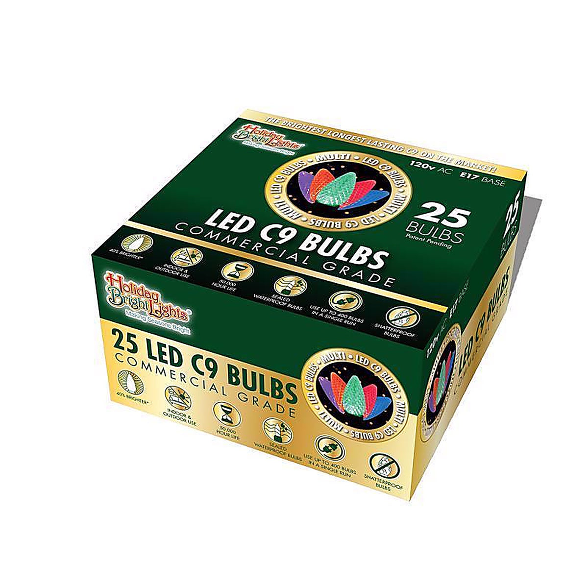 Holiday Bright Lights BU25LEDFC9-TMUA LED C9 Multi-color 25 count Replacement Christmas Light Bulbs