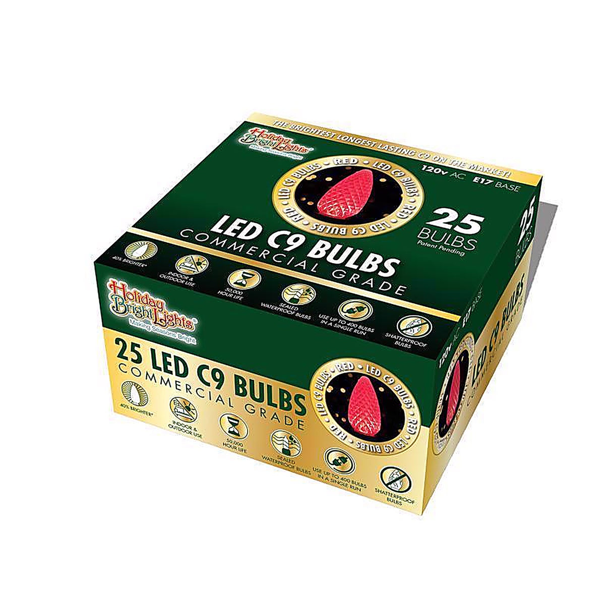 Holiday Bright Lights BU25LEDFC9-TRDA LED C9 Red 25 count Replacement Christmas Light Bulbs