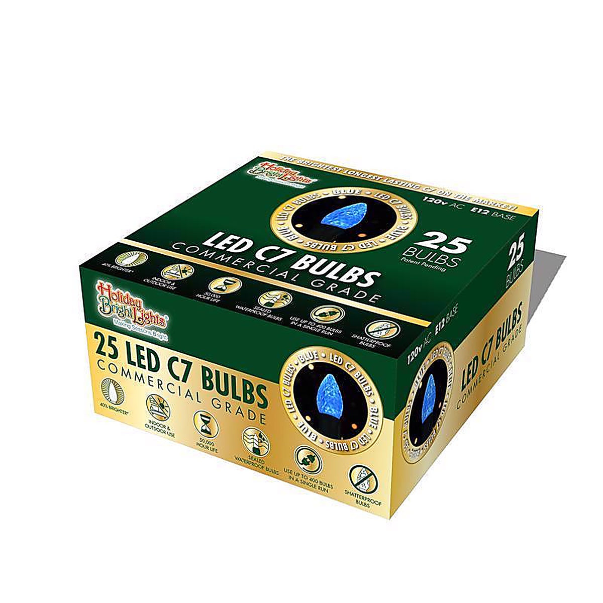 Holiday Bright Lights BU25LEDFC7-TBLA LED C7 Blue 25 count Replacement Christmas Light Bulbs