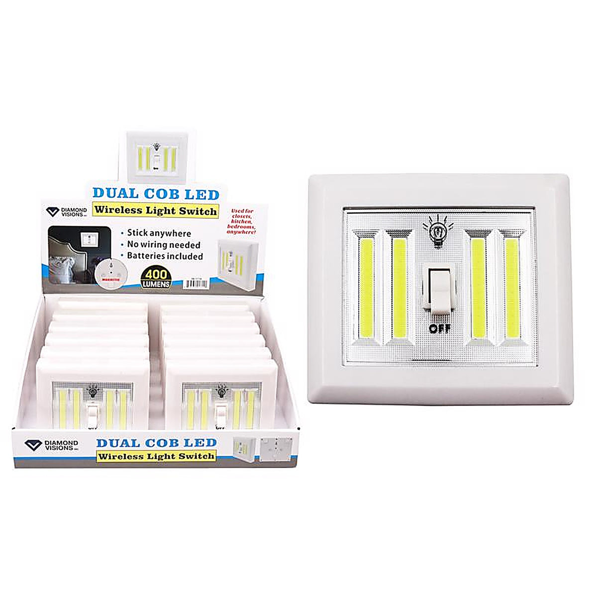 Diamond Visions 08-1714 White Toggle COB LED Dimmer Switch 1/Pack