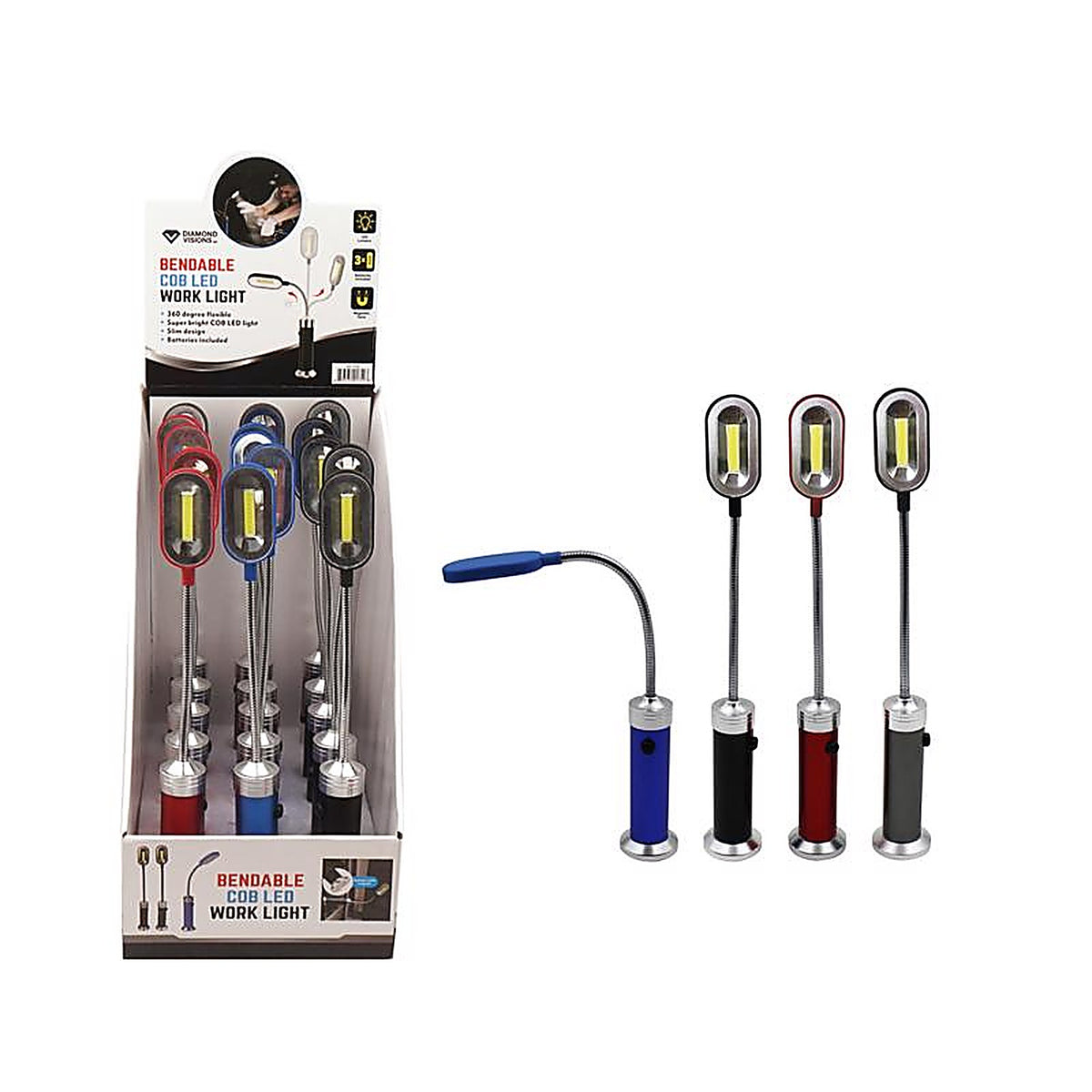 Diamond Visions 08-1752 200 lumens Assorted LED C.O.B. Work Light AAA Battery