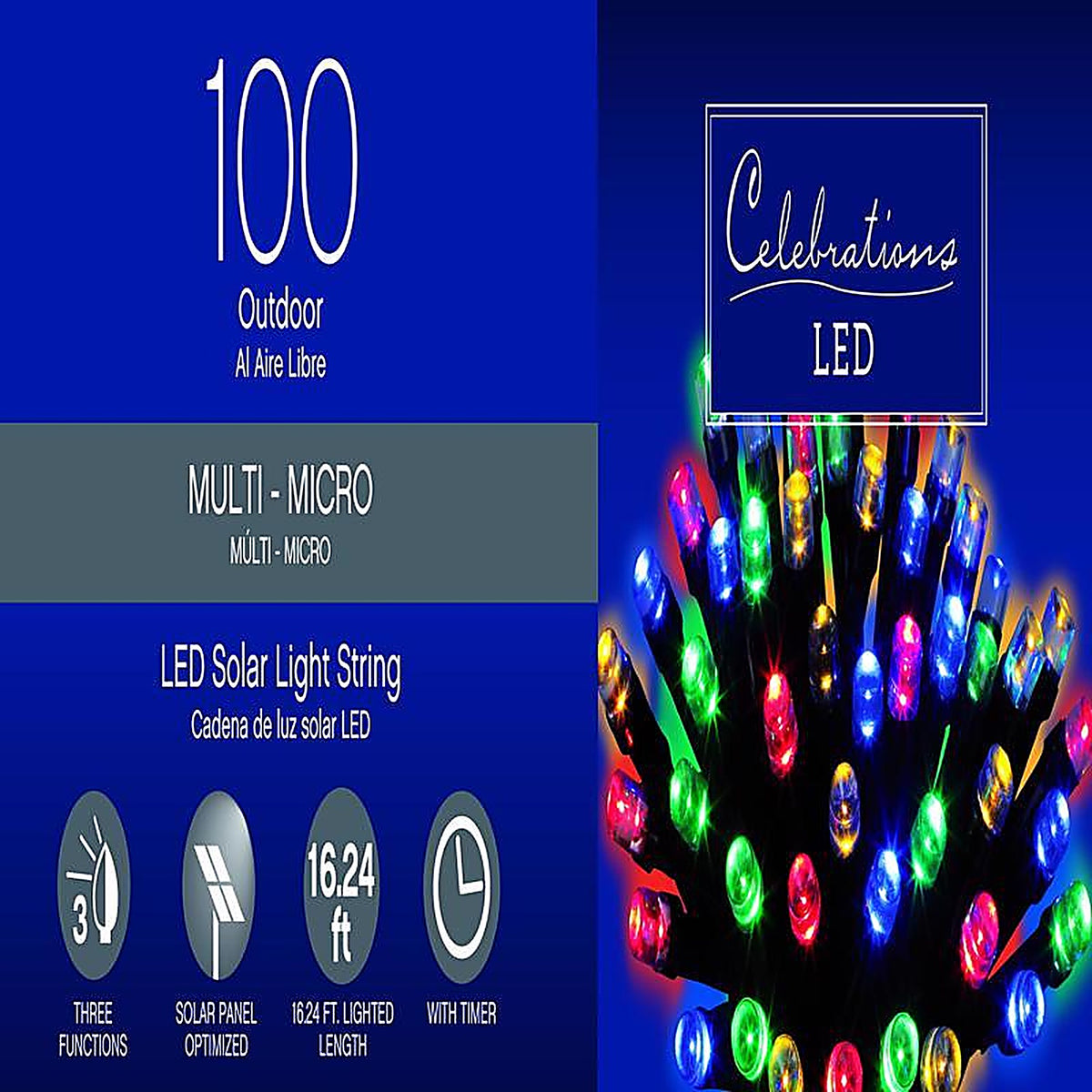 Celebrations X170331-88-M LED Micro/5mm Multi-color 100 count String Christmas Lights 16.25 ft.