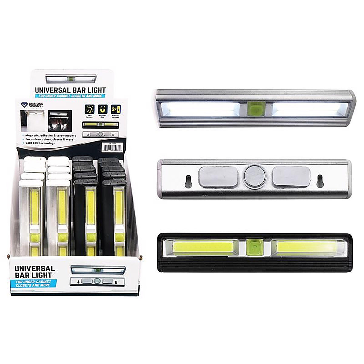 Diamond Visions 16285 Assorted Battery Powered COB COB Under Cabinet Light 200 lumens