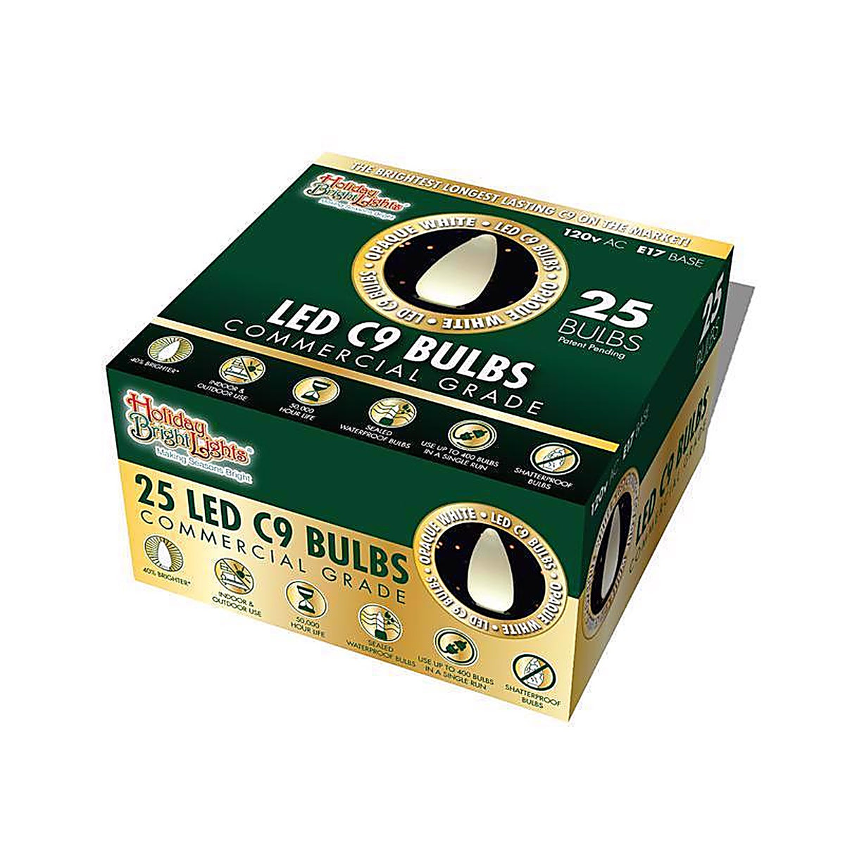Holiday Bright Lights BU25LEDSC9-OWHA LED C9 White 25 count Replacement Christmas Light Bulbs