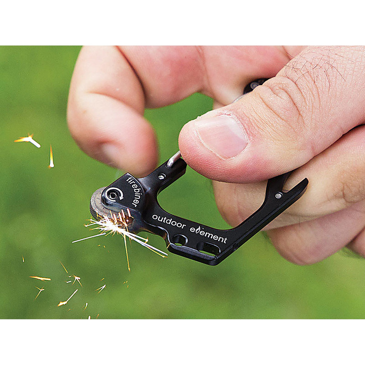 Outdoor Element F1RB Outdoor Element Firebiner 6-In-1 Flint Multi-Tool Carabiner Stainless Steel 1/Pack
