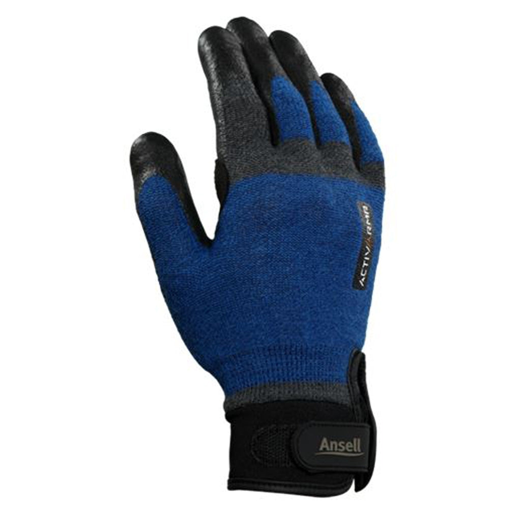 Ansell 97-003 ActivArmr Cut Resistant Gloves, Blue/Black Medium