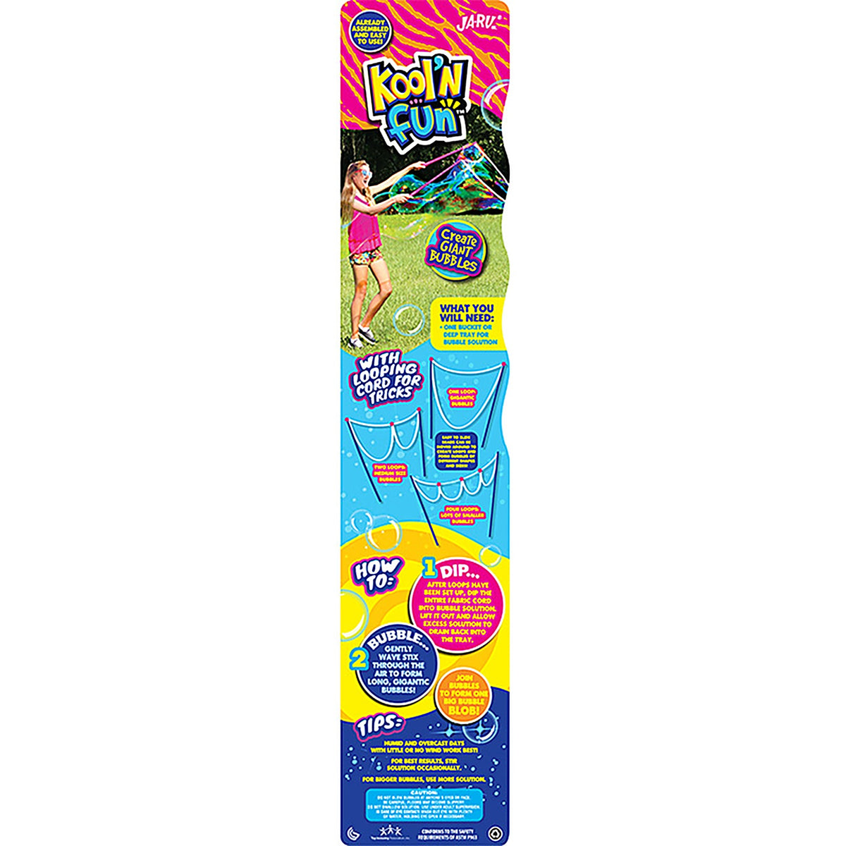 JA-RU 1510 Kool N Fun Kool'N Fun Bubble Set with Wand Plastic Assorted 3/pc.