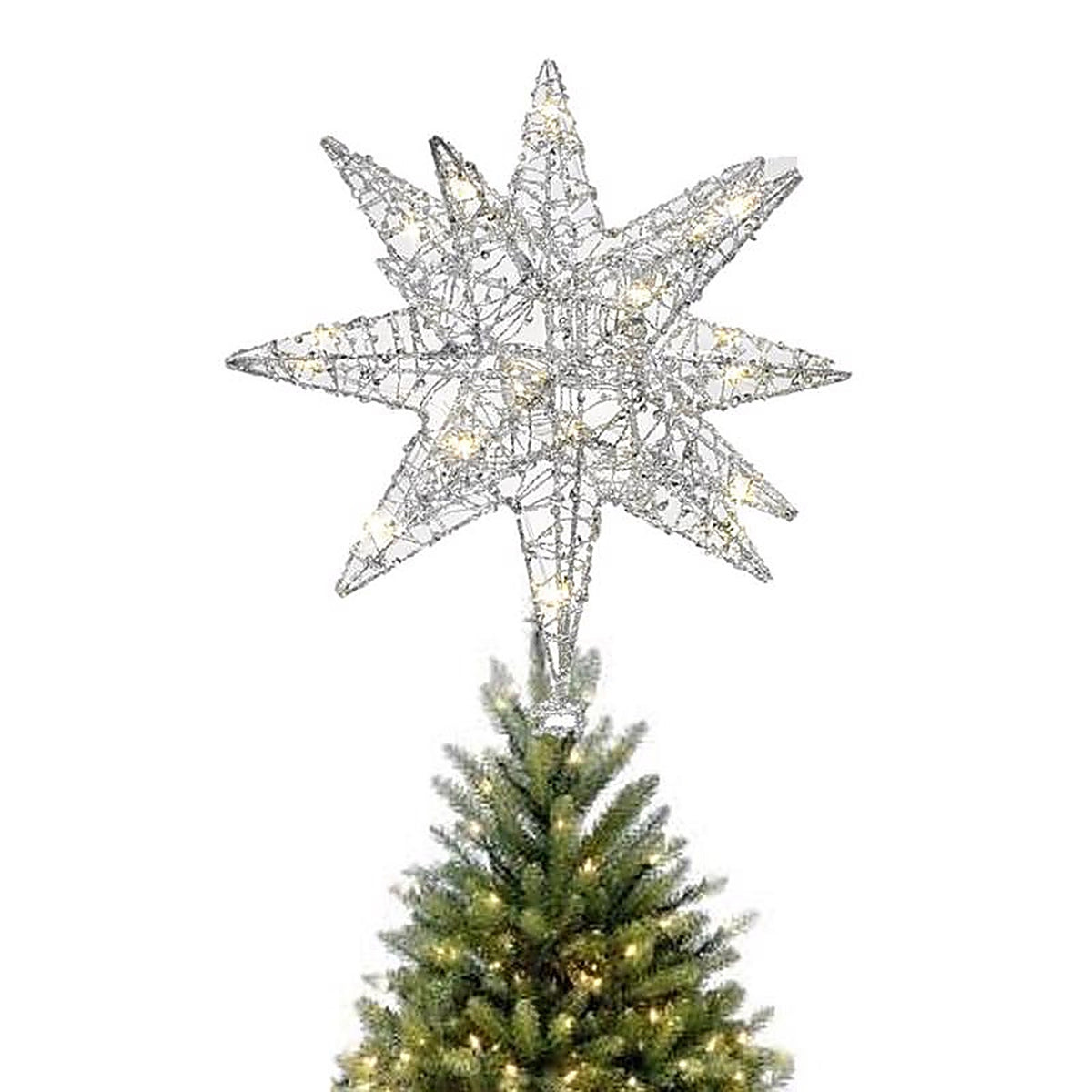Celebrations 49235-71 LED Silver Microdot Star Tree Topper