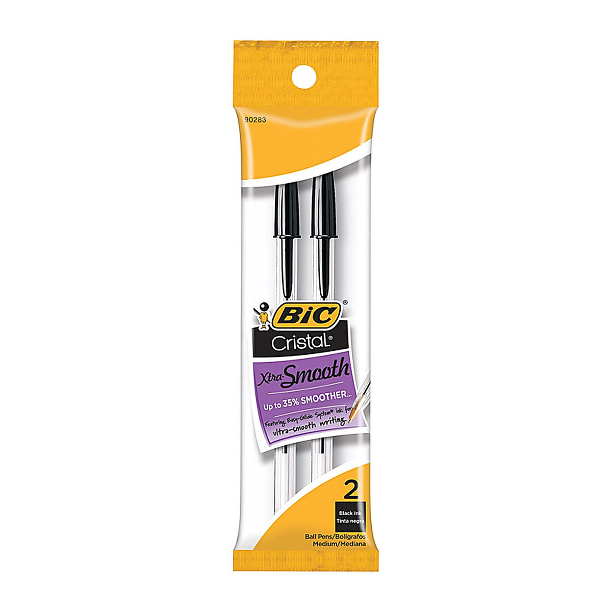 BIC MSP21-BLK Cristal Black Ball Point Pen 2/Pack