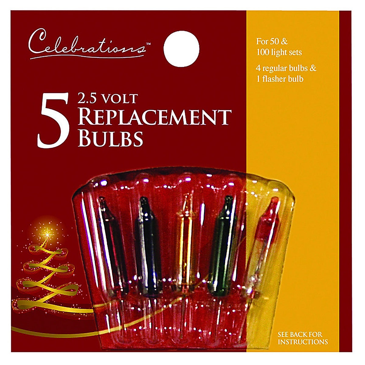 Celebrations 1115-1-71 Mini Multi-color 5 count Replacement Christmas Light Bulbs