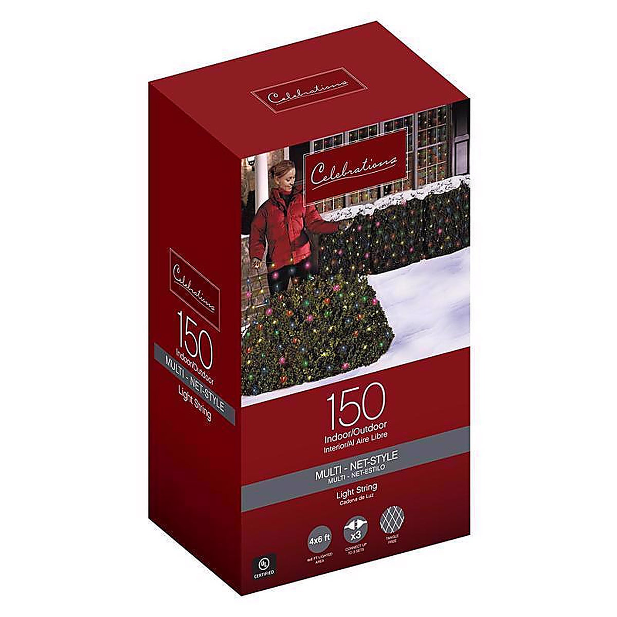 Celebrations 48951-71 Incandescent Multi-color 150 count Net Christmas Lights 24 ft.