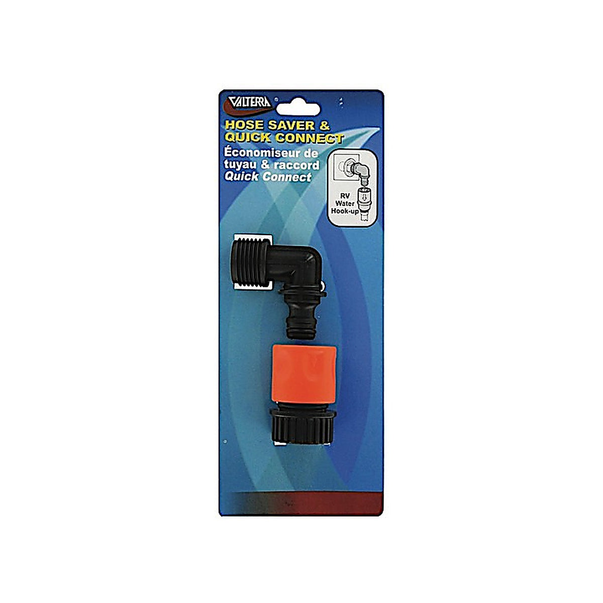 Valterra - A01-0137VP - Hose Quick Connect, Plastic with 90 Degrees Hose Saver, Carded