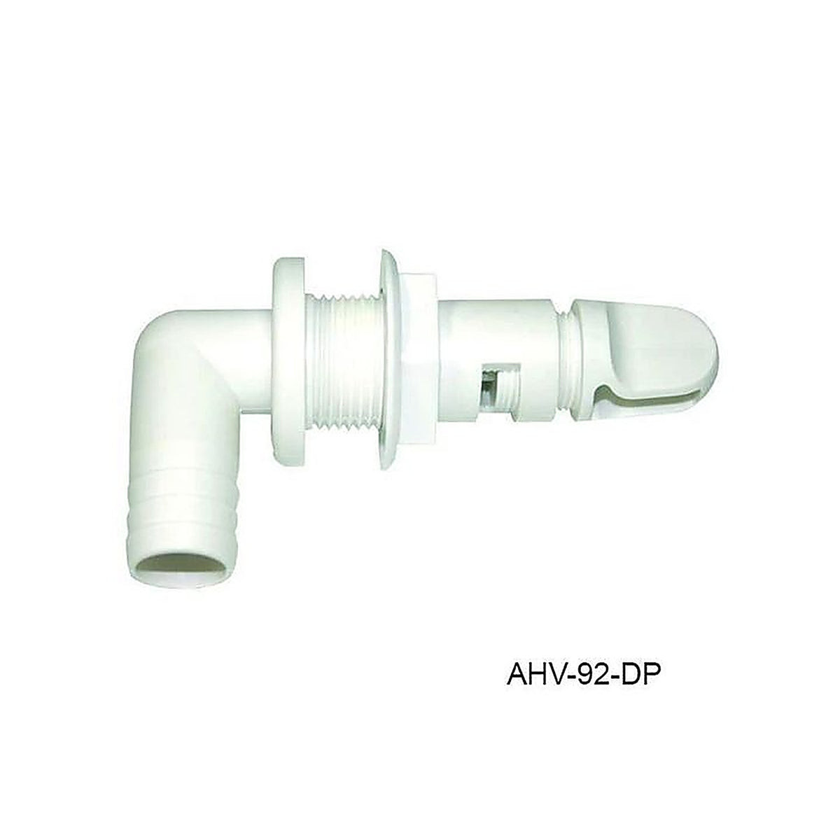 TH Marine - AHV-92-DP - 3/4in Barbed 90 Degree Aerator Head with Shut-Off Valve - White