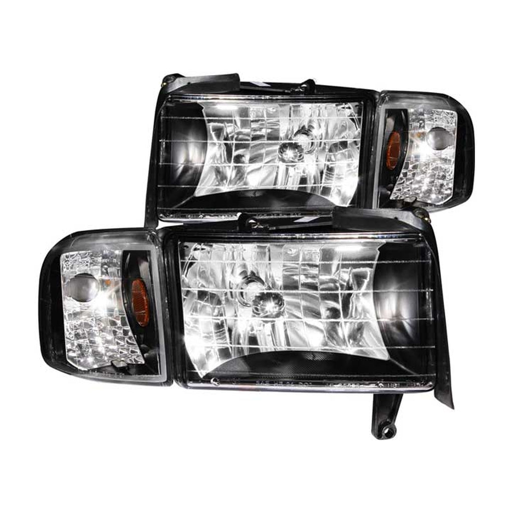 Anzo Usa 111067 9401 Ram Headlights Crystal Black With Corner Driver/Passenger