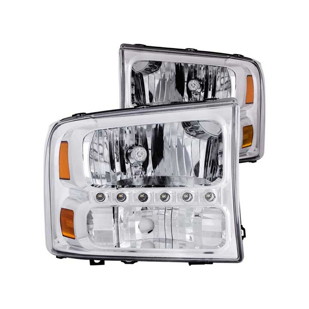 Anzo Usa 111088 9904 F250/F350 Sd/0004 Excursion Headlights Crystal Clear W/LED Strip Driv/Pass