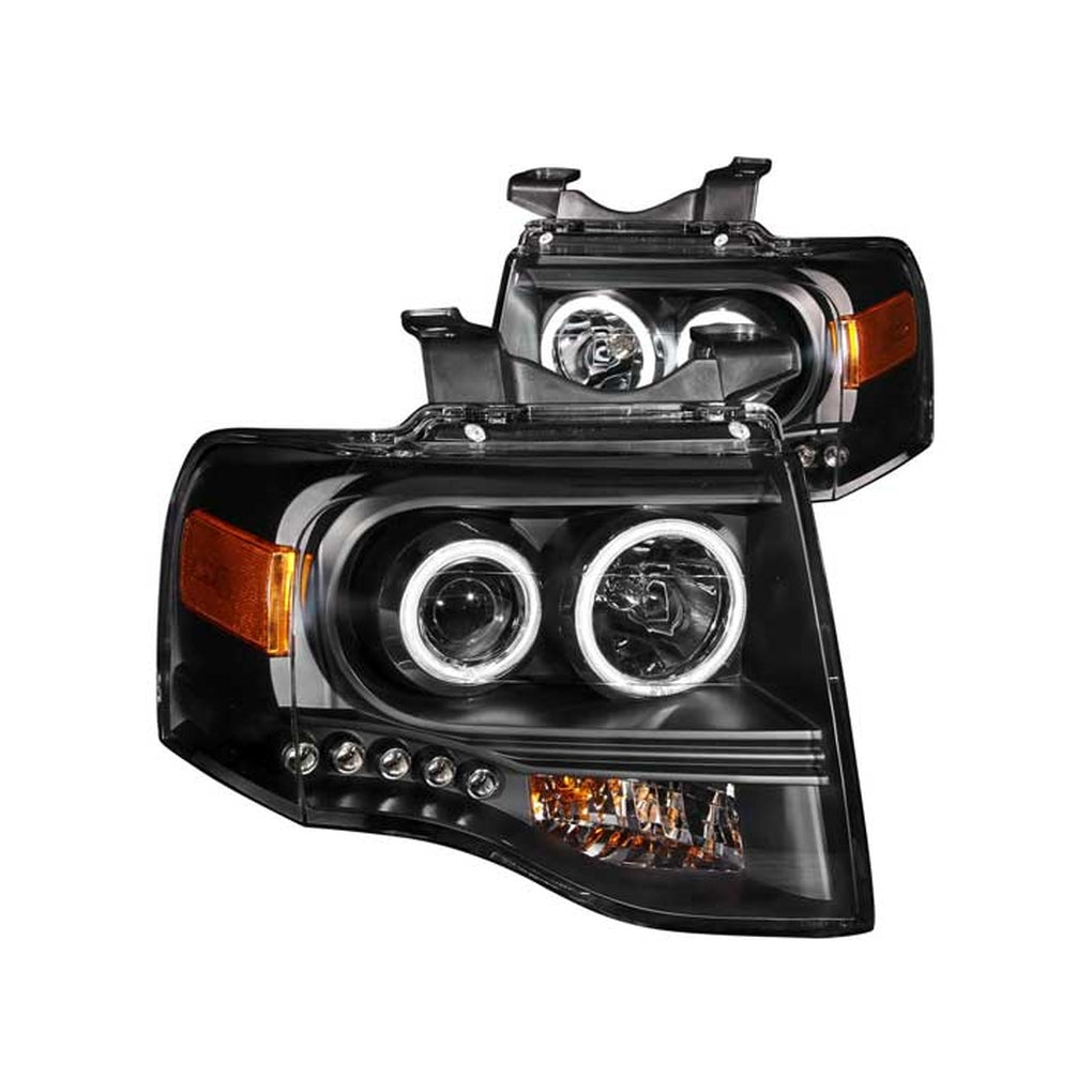 Anzo Usa 111113 0714 Expedition Headlights Black Clear Projector With Amber Driver/Passenger