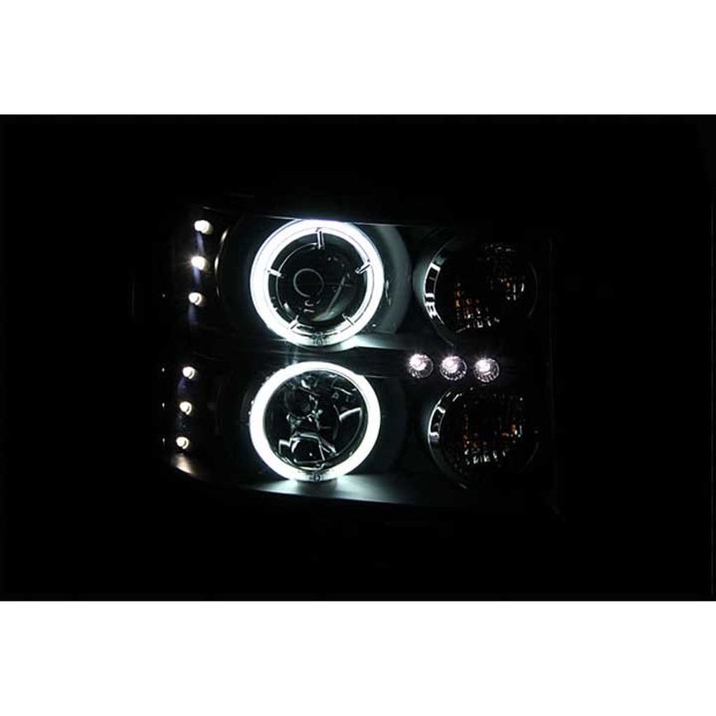 Anzo Usa 111125 0714 Sierra 2500/3500 Projector Headlights W/Halosblack/Clear Drive/Pass