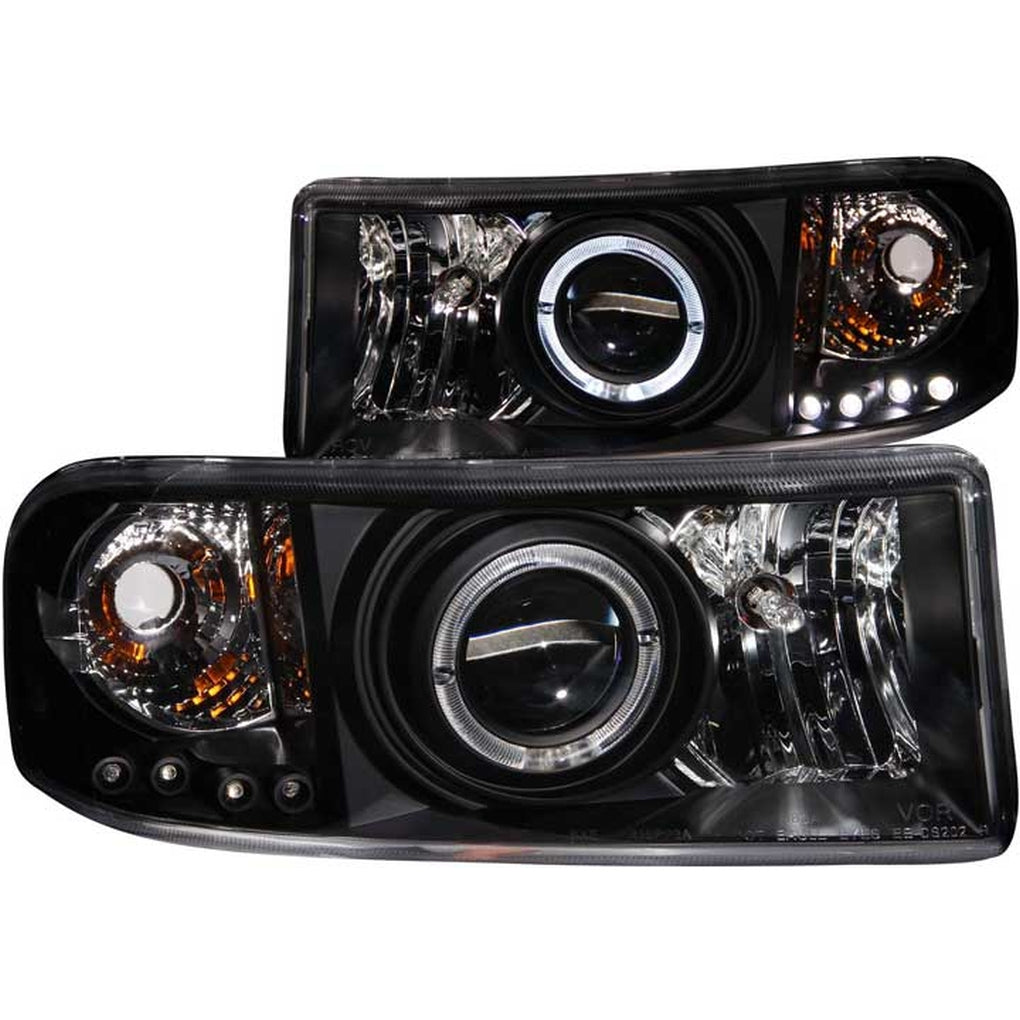 Anzo Usa 111196 9401 Ram Projector W/LED Halo Black Clear Headlights Driver/Passenger