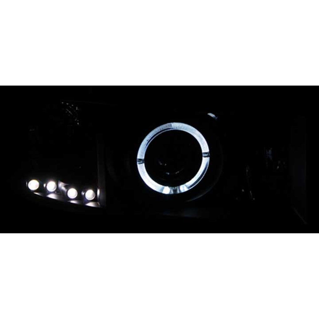 Anzo Usa 111196 9401 Ram Projector W/LED Halo Black Clear Headlights Driver/Passenger