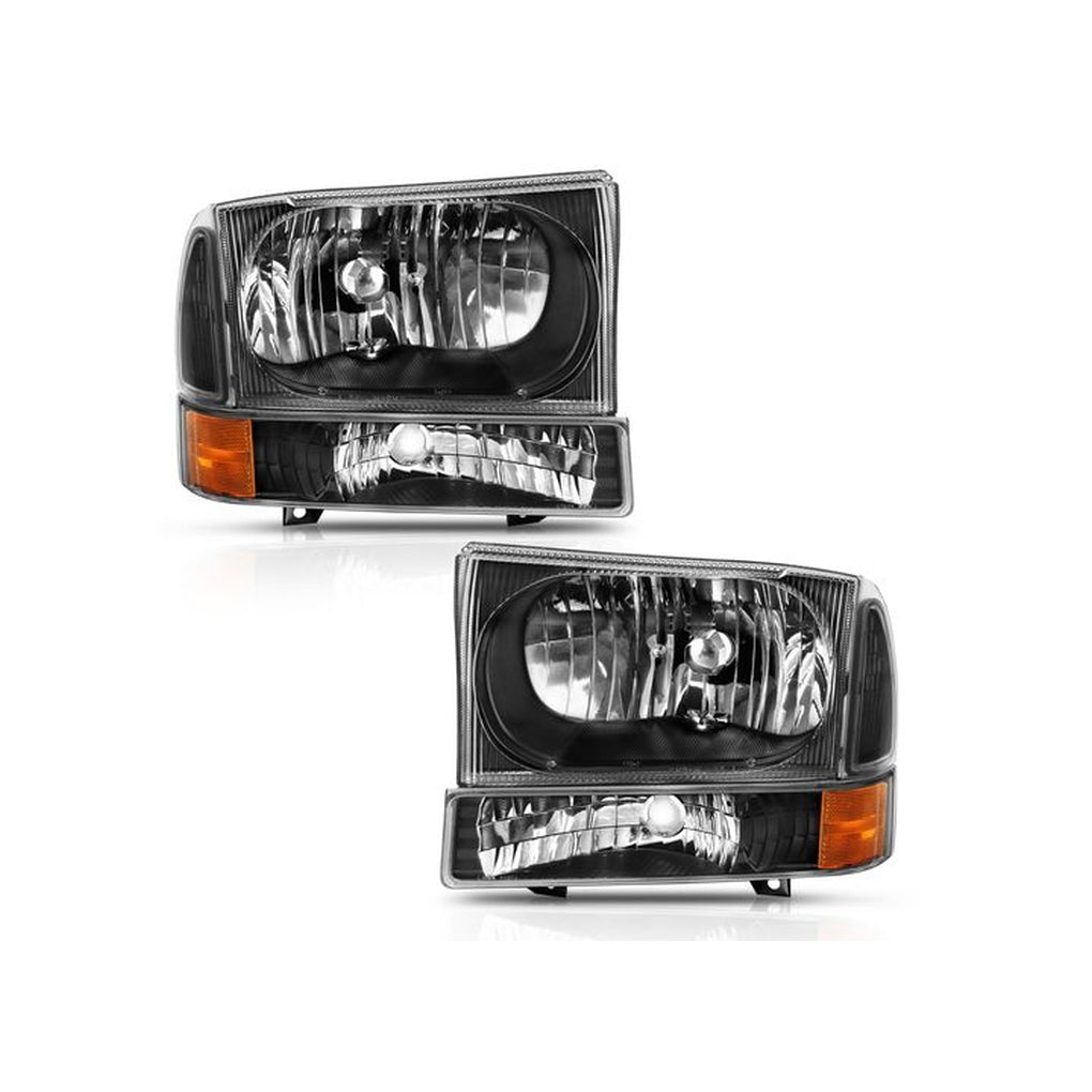 Anzo Usa 111457 0004 Excursion Headlights w/Corner Lights Black Amber Without Bulb