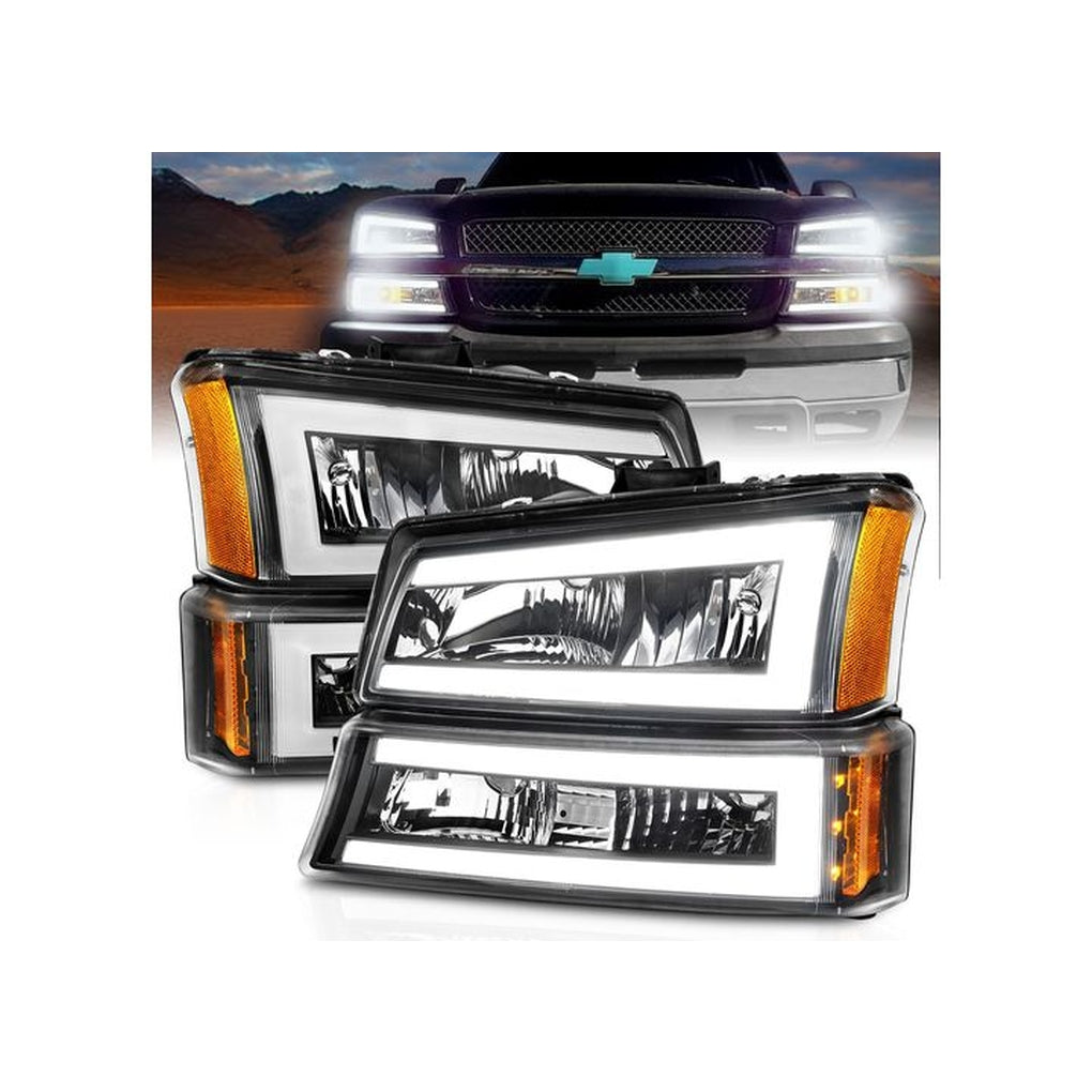 Anzo Usa 111501 0306 Silverado 1500/25003500/Avalance/07 Classic Crystal Headlights W/Light Bar