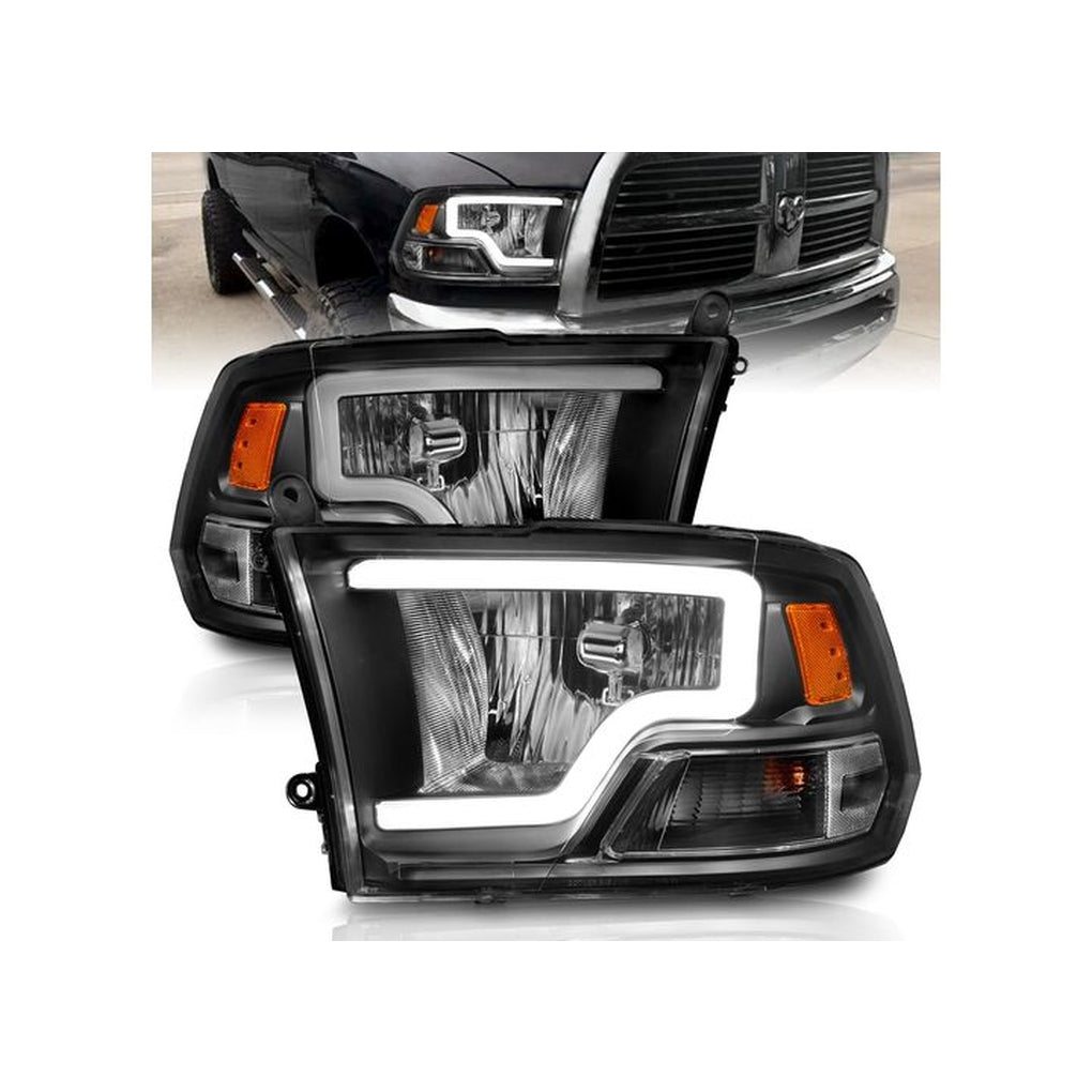 Anzo Usa 111515 0918 Ram 1500/1018 2500/3500 W/Quad Crystal Headlights W/Light Bar Blk Fits Factory Dual Hl Models