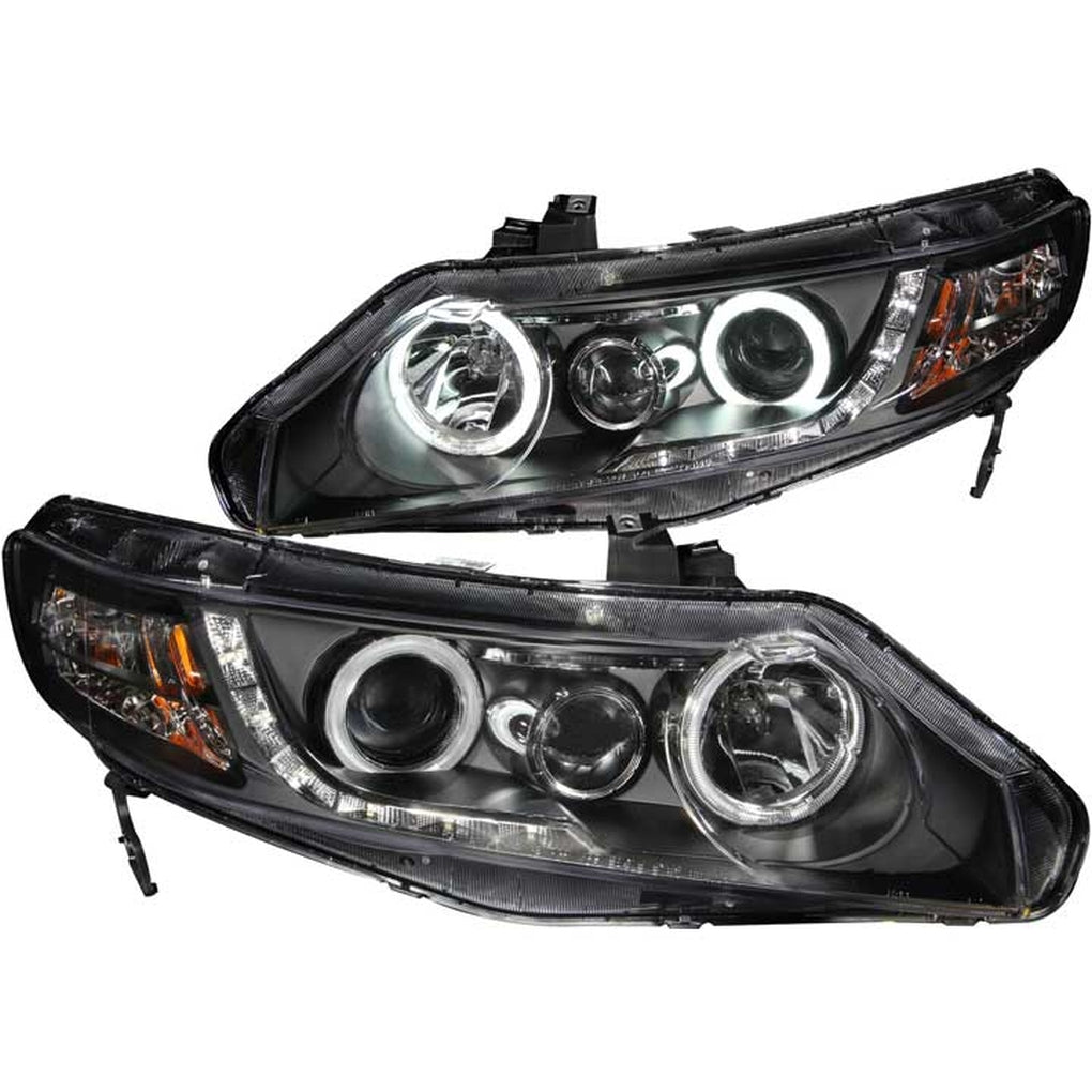 Anzo Usa 121454 0611 Civic Projector Halo Black Clear(Ccfl)Headlights Driver/Passenger