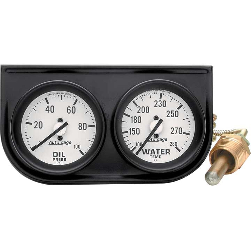 Auto Meter 2326 2In 2 Gauge Console Oil/ Water Mech Black