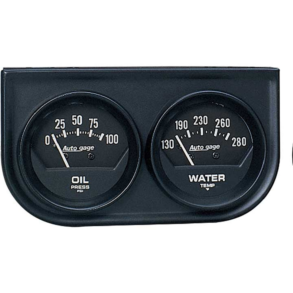Auto Meter 2345 2In 2 Gauge Console Oil/ Water Mech Black