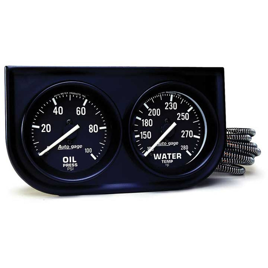Auto Meter 2392 2In 2 Gauge Console Oil/ Water Mech Black