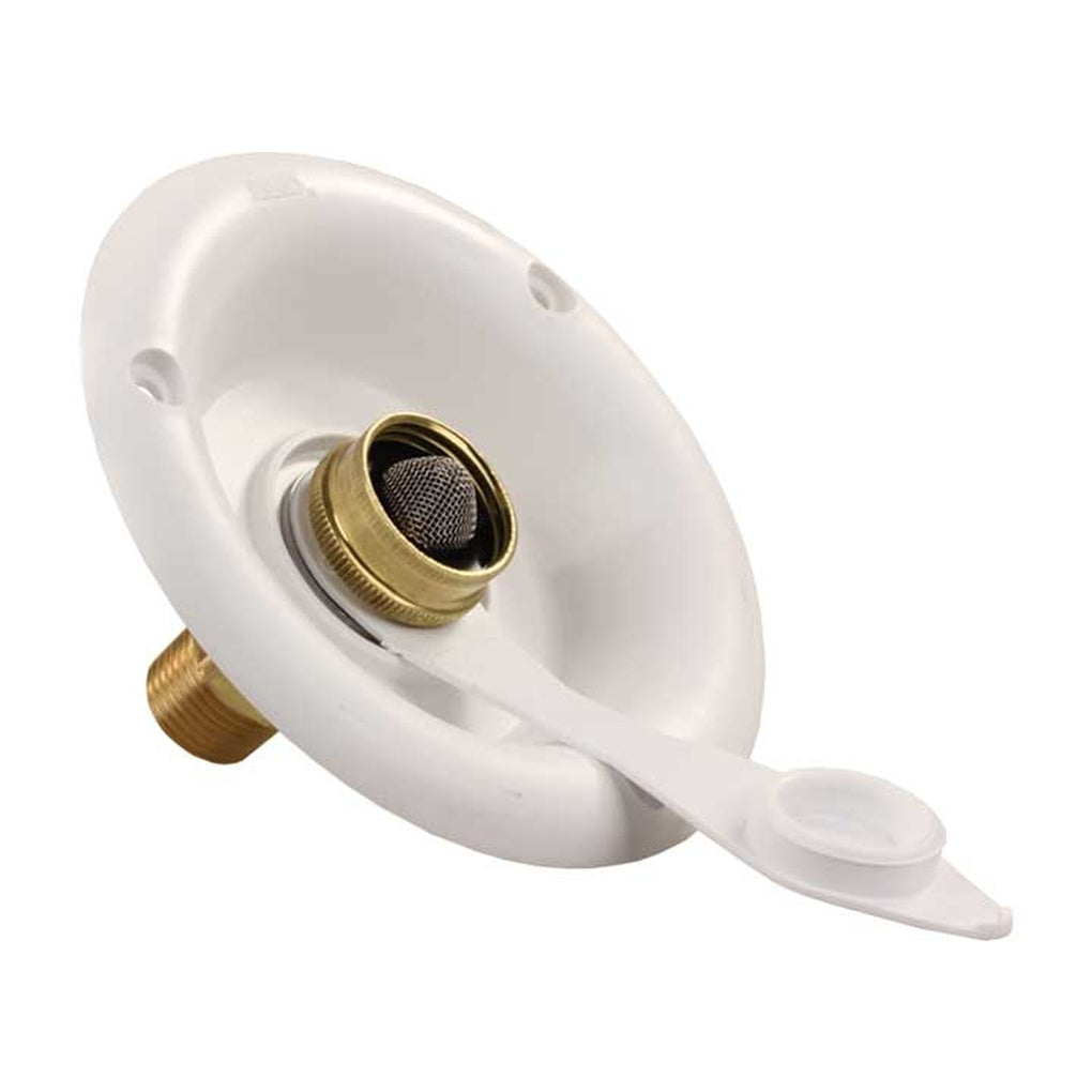 B&B Molders 94218 City Water Dish W/Brass Check Valve Polar White