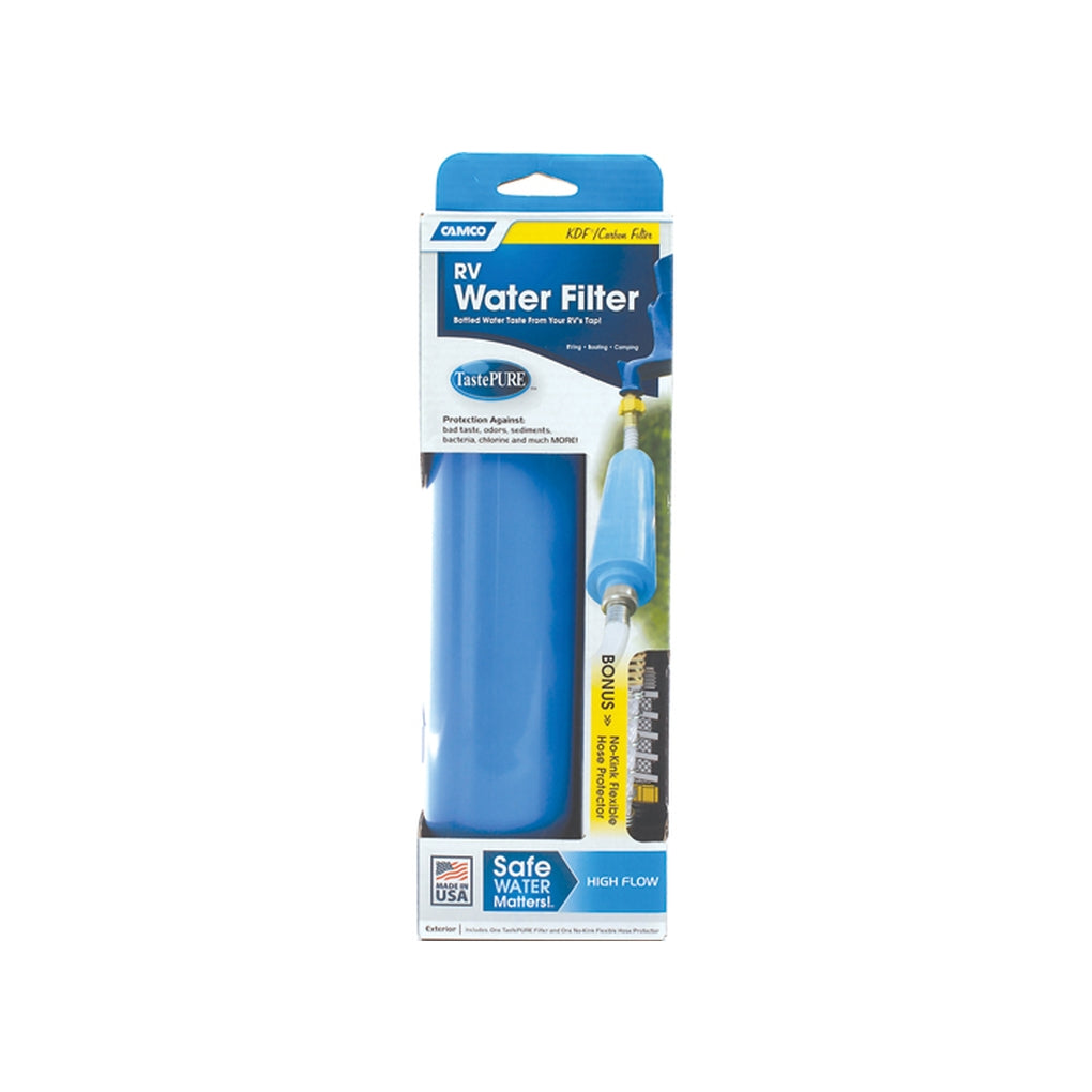 Camco 40043 Tastepure Water Filter (Kdf) W/Flexible Hose Protector Llc