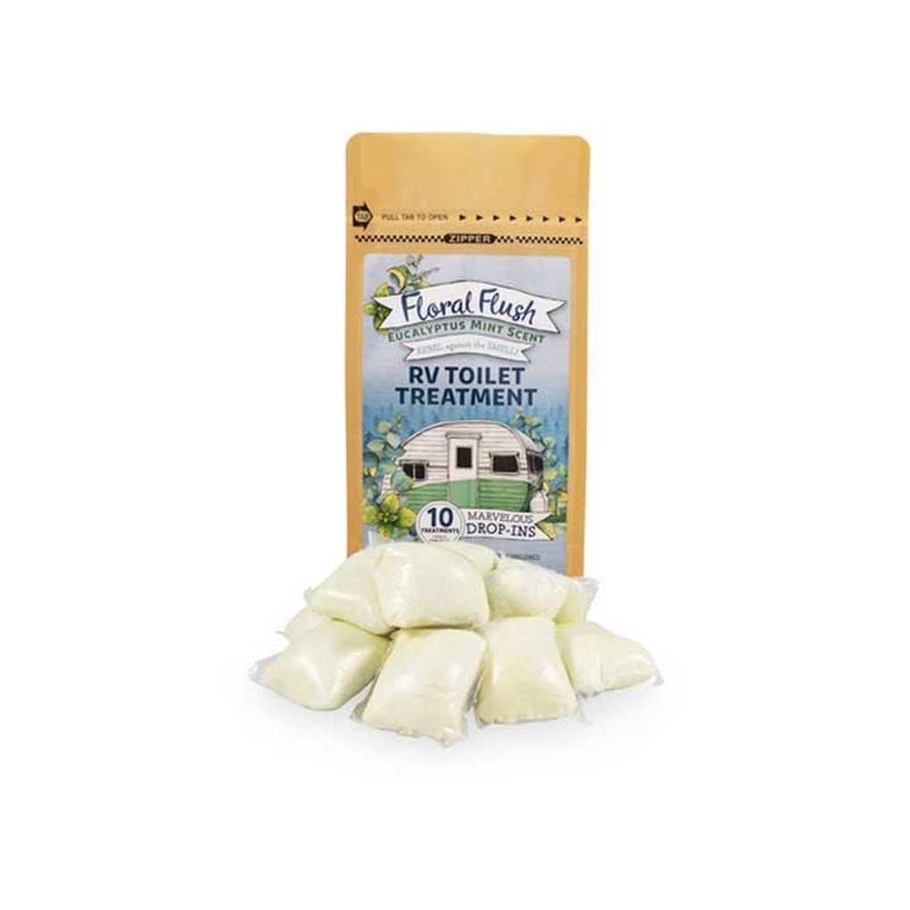 Camco 41492 Floral Flush Eucalyptus Mintdropins 10/Bag