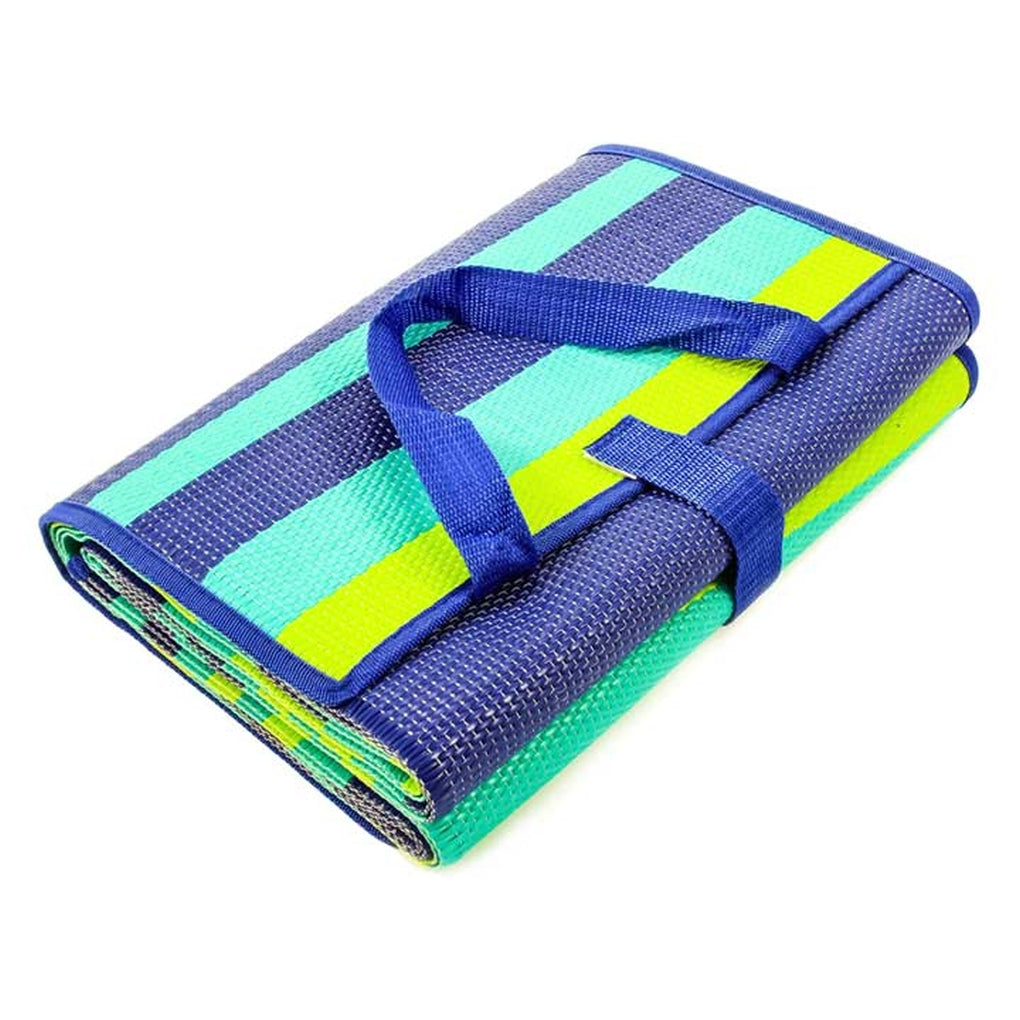 Camco 42806 Handy Mat w/Strapblue/Turquoise/Green Stripes 60In x 78In