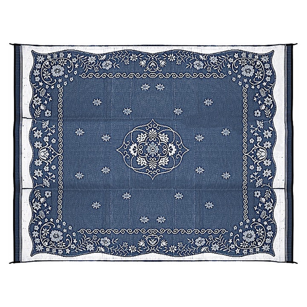 Camco 42851 Outdoor Mat 9Ft X 12Ft Blue Oriental W/Uv