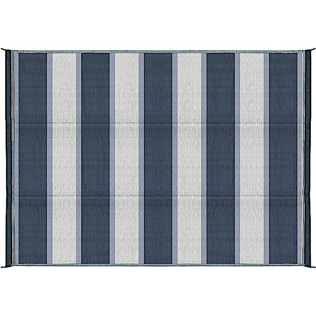 Camco 42871 Outdoor Mat 6Ft X 9Ft Blue Stripe W/Uv
