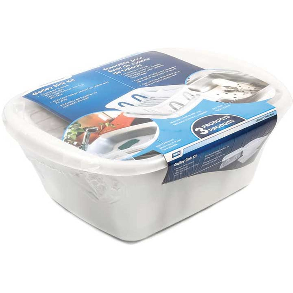 Camco 43517 Sink Kit w/Dish Drainer Dish Pan & Sink Mat