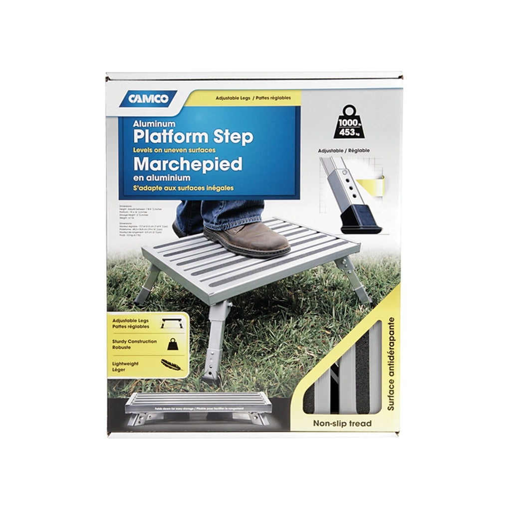 Camco 43676 Step Stool Aluminum Platform Step Adjustable Height