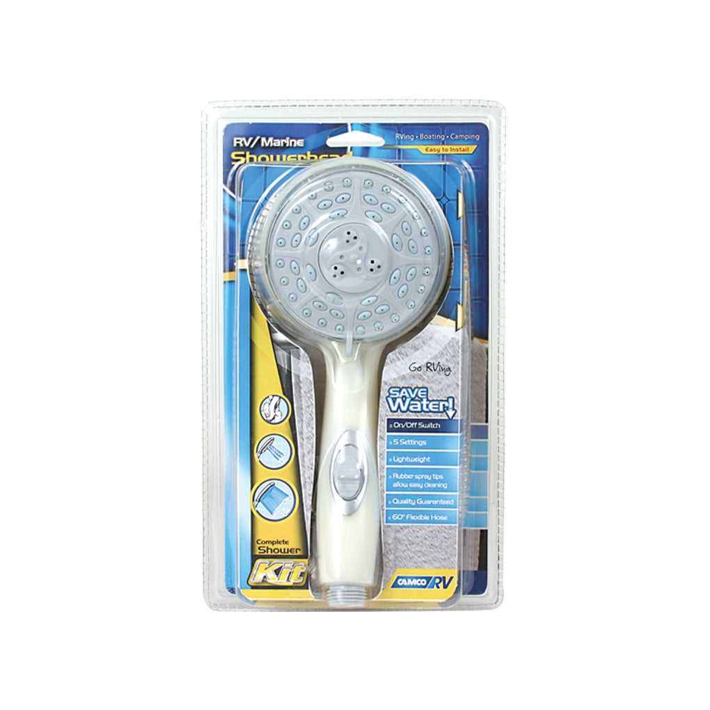 Camco 43715 Shower Head Kitoff White W/Oo Includes Hoseheadmount&Hrdw