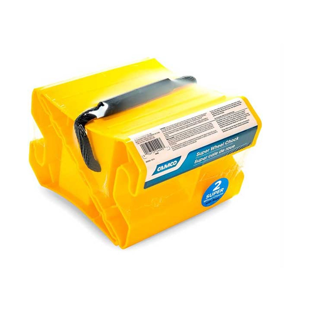 Camco 44478 Super Wheel Chock Double W/Rope Yellow (E/F)