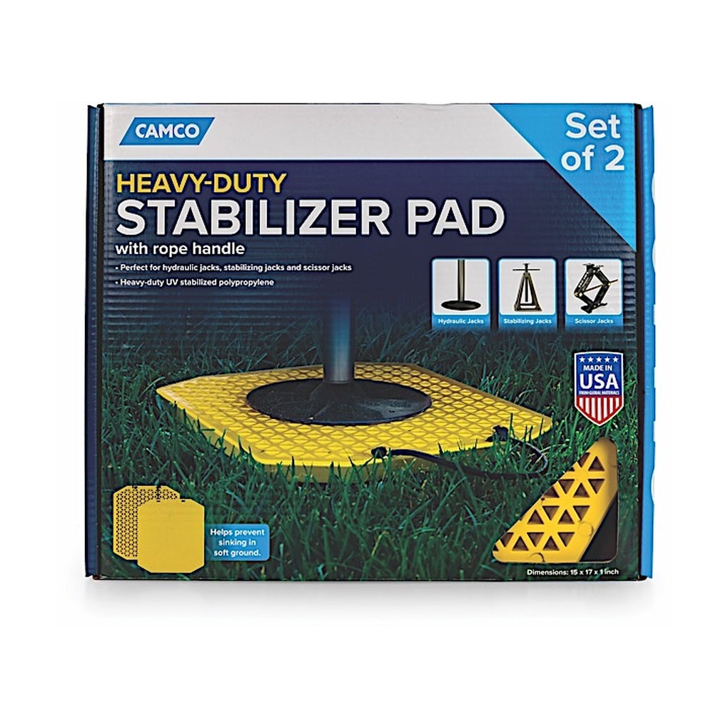 Camco 44545 Stabilizer Jack Pad HD (17.0 X 15.0 Pad) W/Rope Handle 2Pk