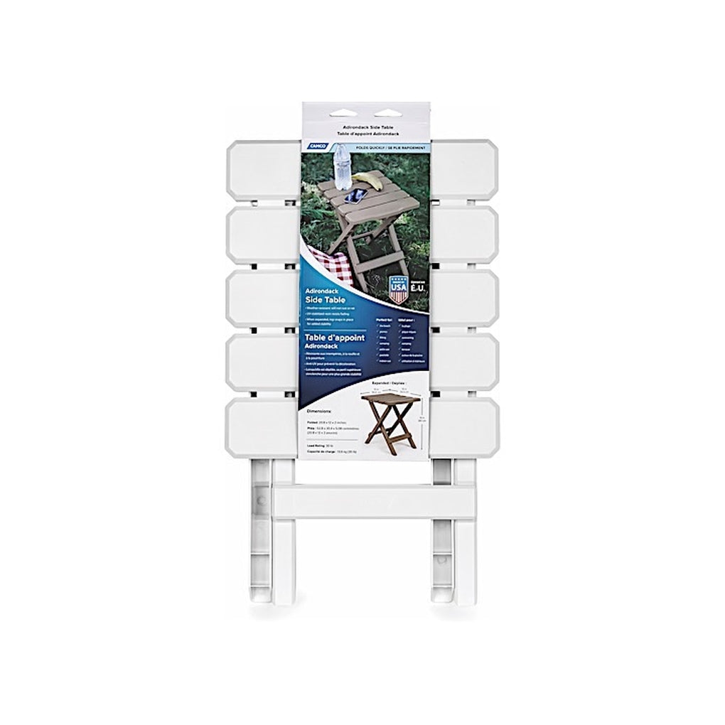 Camco 51685 Table Adirondack Style Quickfolding Plastic Sm White