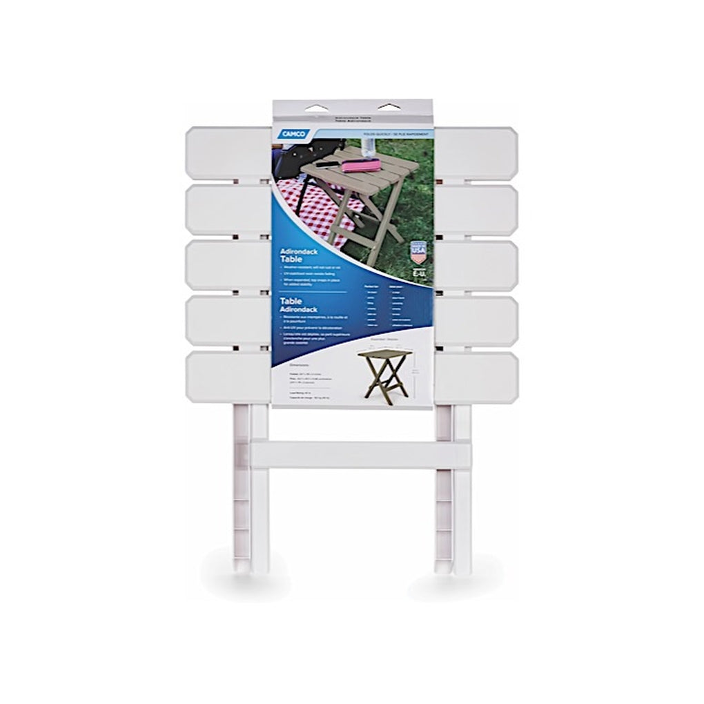 Camco 51695 Table Adirondack Style Quickfolding Plastic Lg White