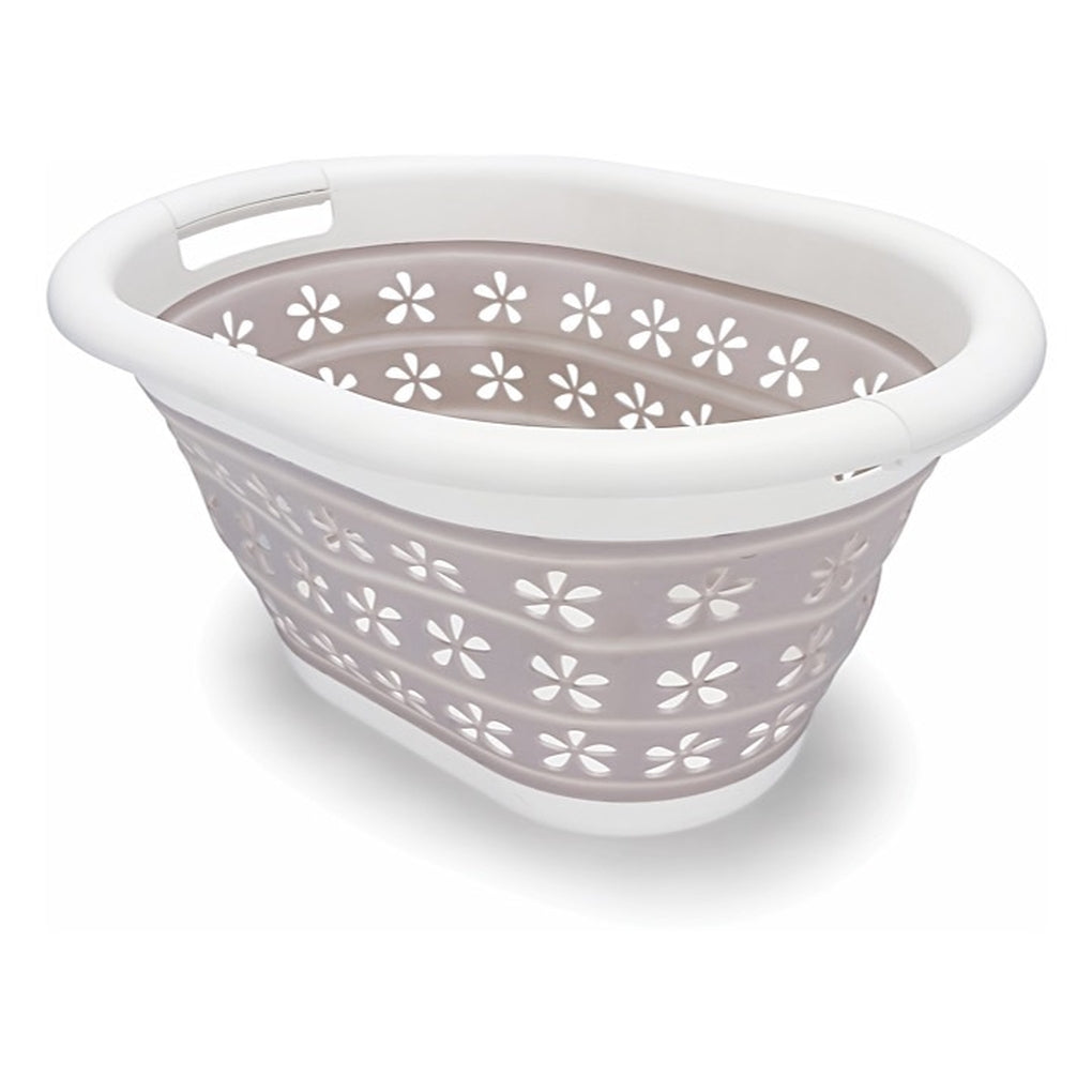 Camco 51951 Collapsible Utility Basket Small White/Taupe