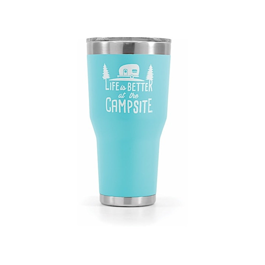 Camco 53058 Life Is Better At The Campsite Tumbler Painted Cool Blue 30Oz