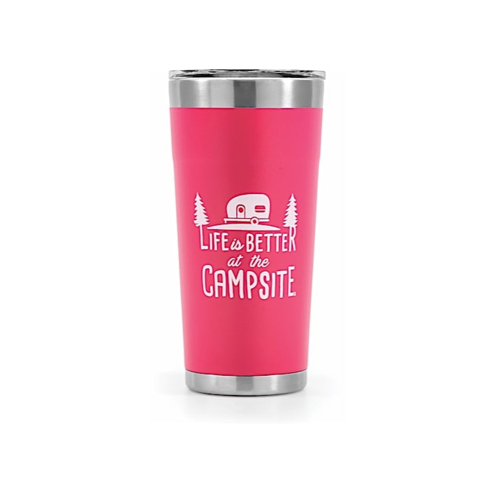 Camco 53061 Life Is Better At The Campsite Tumbler Painted Coral Pink 20Oz