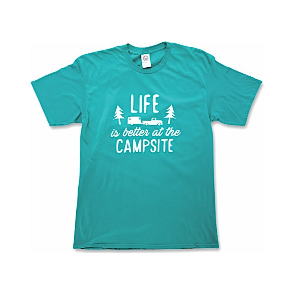 Camco 53219 Life Is Better At The Campsite Shirt Teal Large