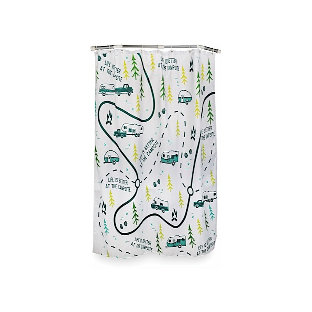 Camco 53245 Life Is Better At The Campsite Shower Curtain Map Design