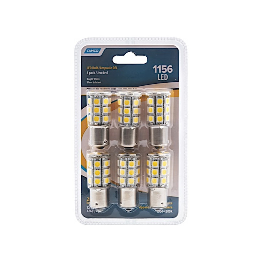 Camco 54607 1156/1141/1073/93 (BA15S) 27-LED 285LM Bright White 6/Pack